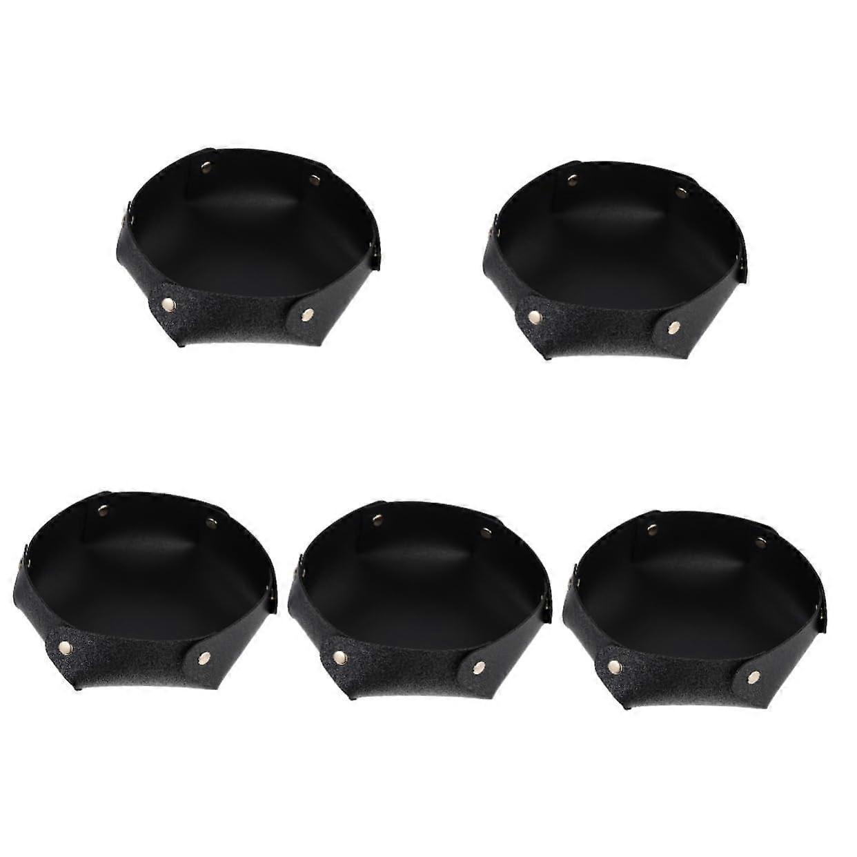 Cube Compartments Storage Trays Pack of 5 Foldable Black PU Cube Holder for CD and Desk Organization