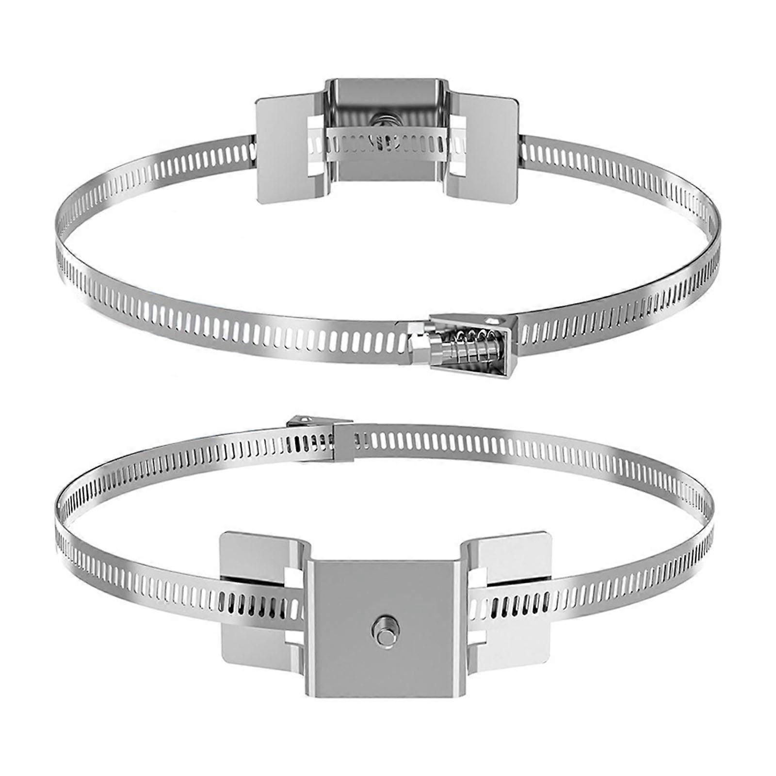 Regulable Sign Post Mounting Hardware Stainless Steel Brackets Includes Clamps Bolts For Poles Attachments Multicolor