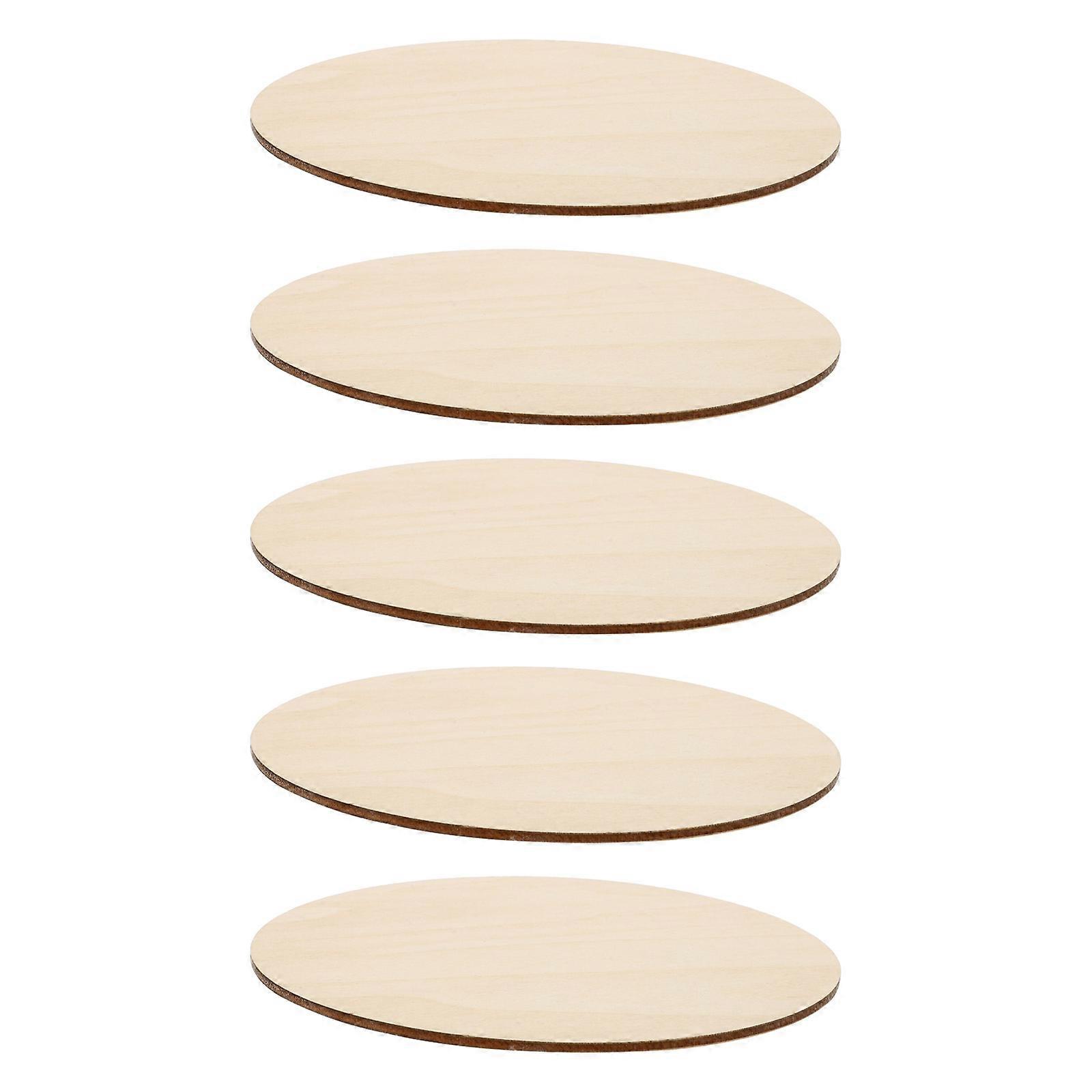 Khaki Round Wood Pieces for DIY Crafts Perfect for Home Office Decoration 5pcs