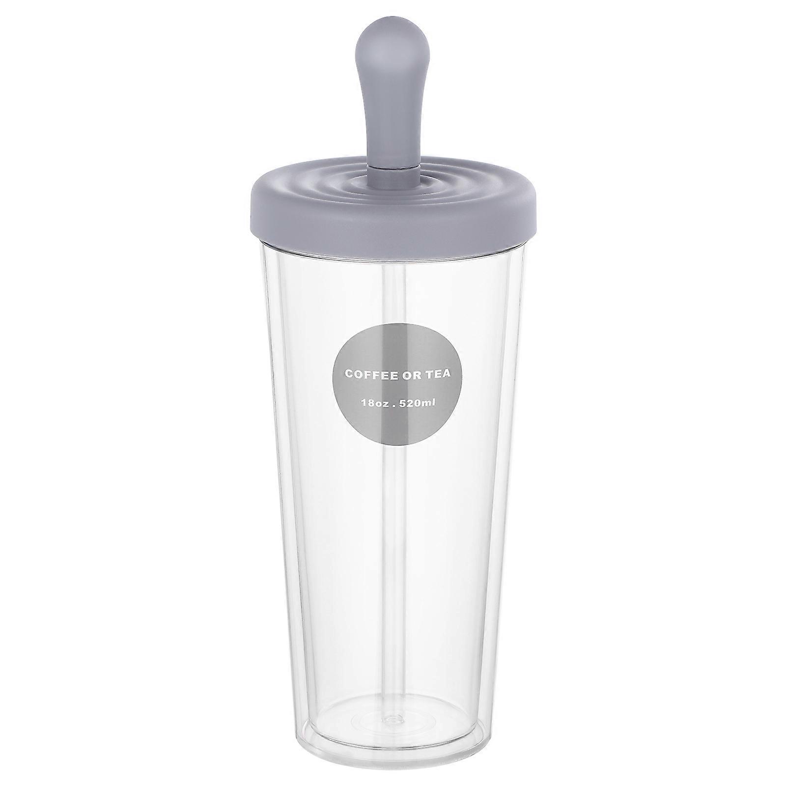 Transparent Tumbler with Lid Double Layer for Drinking Water 520ml
