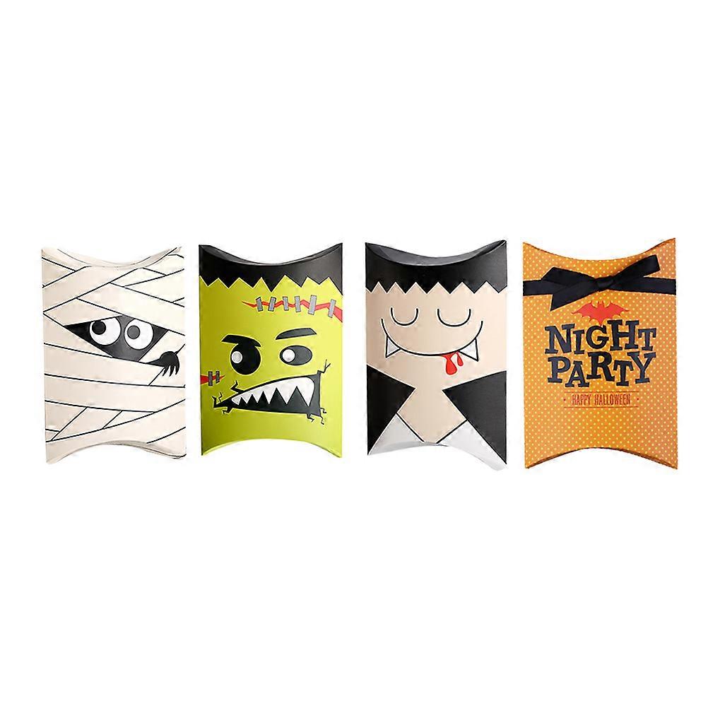 Halloween Creative Candy Box Assorted Color Paper Material Pillow Shaped Halloween Design For Candy Storage 40Pcs Per Set
