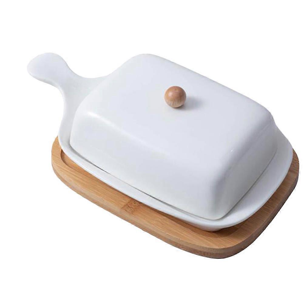 French Butter Dish With Lid Ceramics Dish For Banquets Celebrations Oven Safe 21.5x8x13cm White 1Set