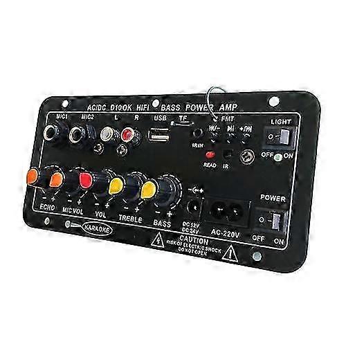 Woopker Bluetooth Audio Amplifier Board 120W Subwoofer Dual Microphone AMP Module for 4 ohms 8-12 inch Speaker 12/24V 110/220V