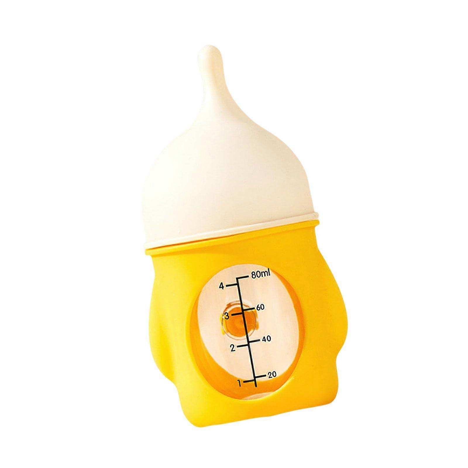 Practical Animal Feeding Bottle 80ml Capacity, Clear Scale, Silicone Nipples, Accessory For Newborns, Kittens, Puppies, Yellow