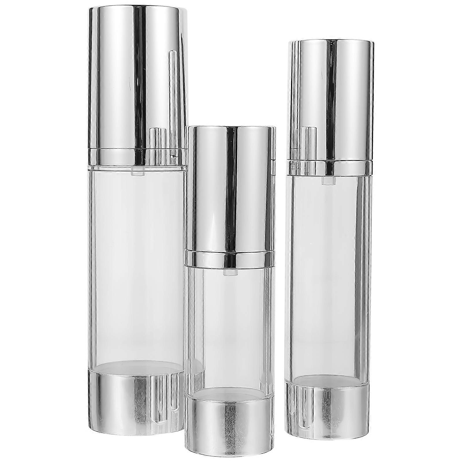 3pcs Portable Airless Pump Dispenser Bottles for Travel Lotion, Shampoo & Conditioner – Durable, Compact Jars for On the Go Use