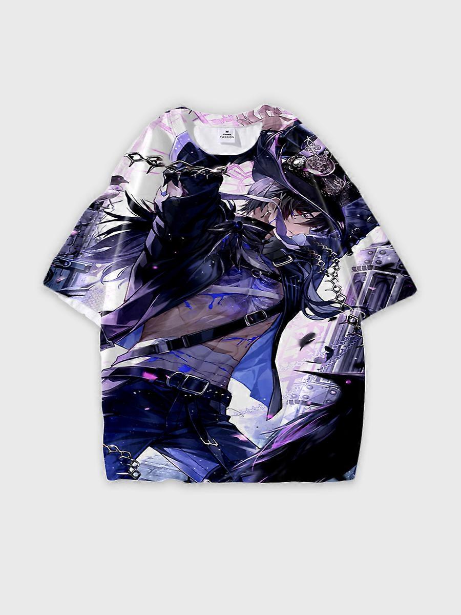 T-shirt round neck Role Pattern loose short sleeve E3237