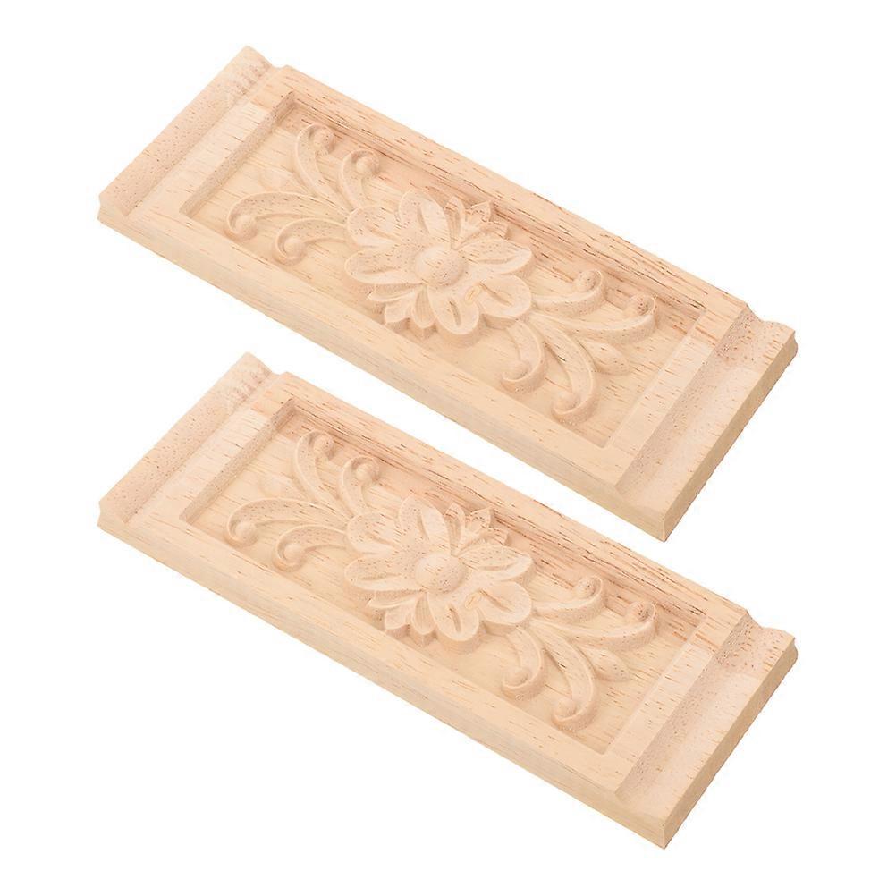 Onlay Applique Wood Decorative Trim Cabinet Door Furniture Enhancement Beige 16.00X6.00X1.00CM Floral 2Pcs