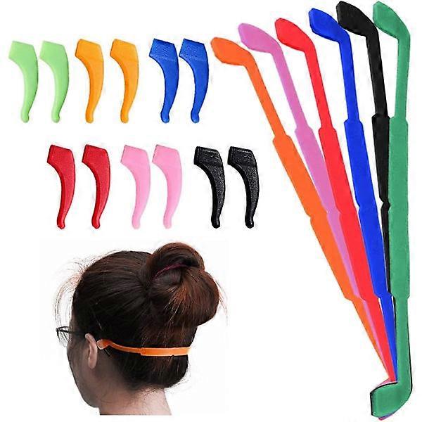 6pcs Soft Non-Slip Silicone Eyeglass Straps with 6 Pairs Ear Hooks