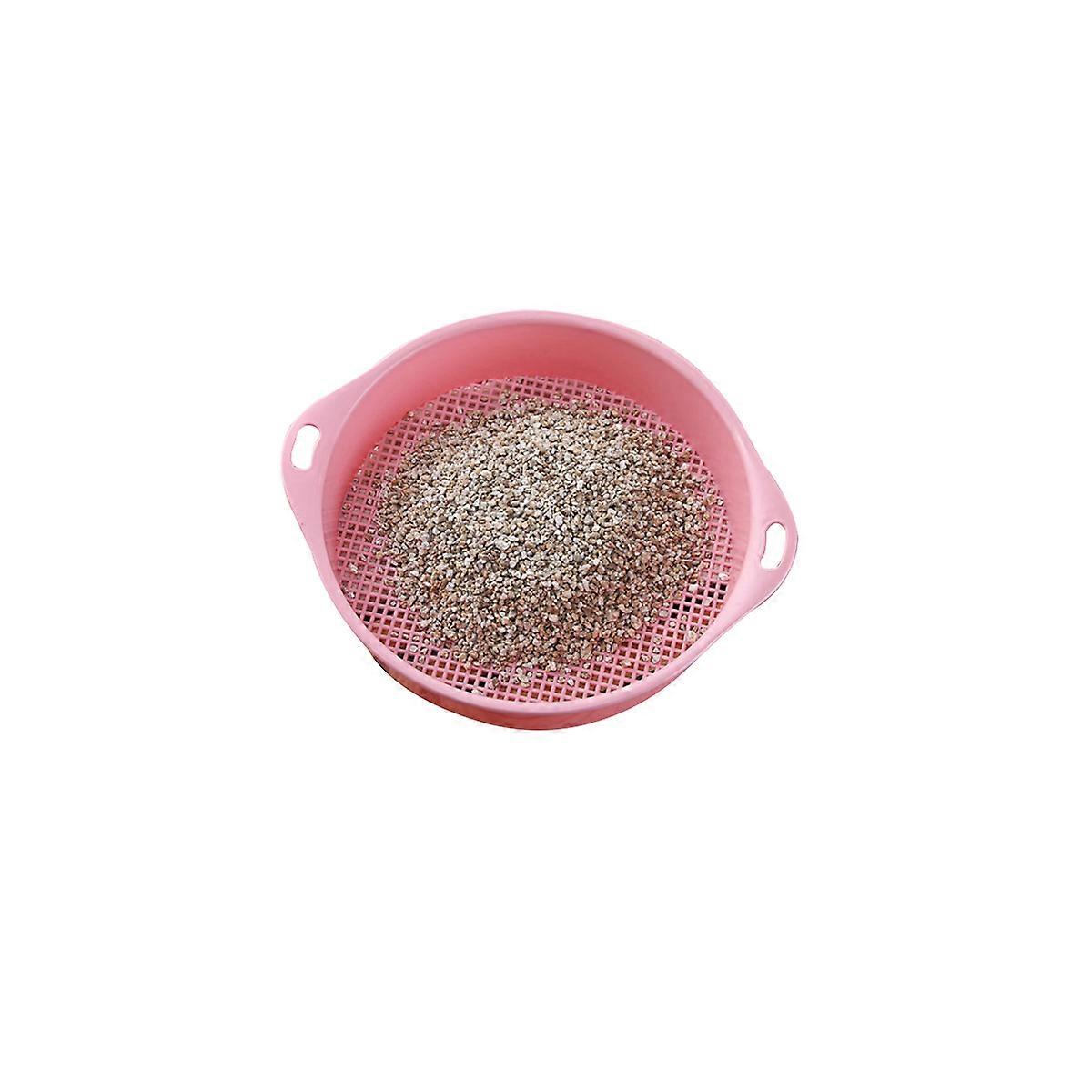 Pink Plastic Garden Sieve tool for Balcony Mini Gardening with Handle Lightweight and Durable 4pcs