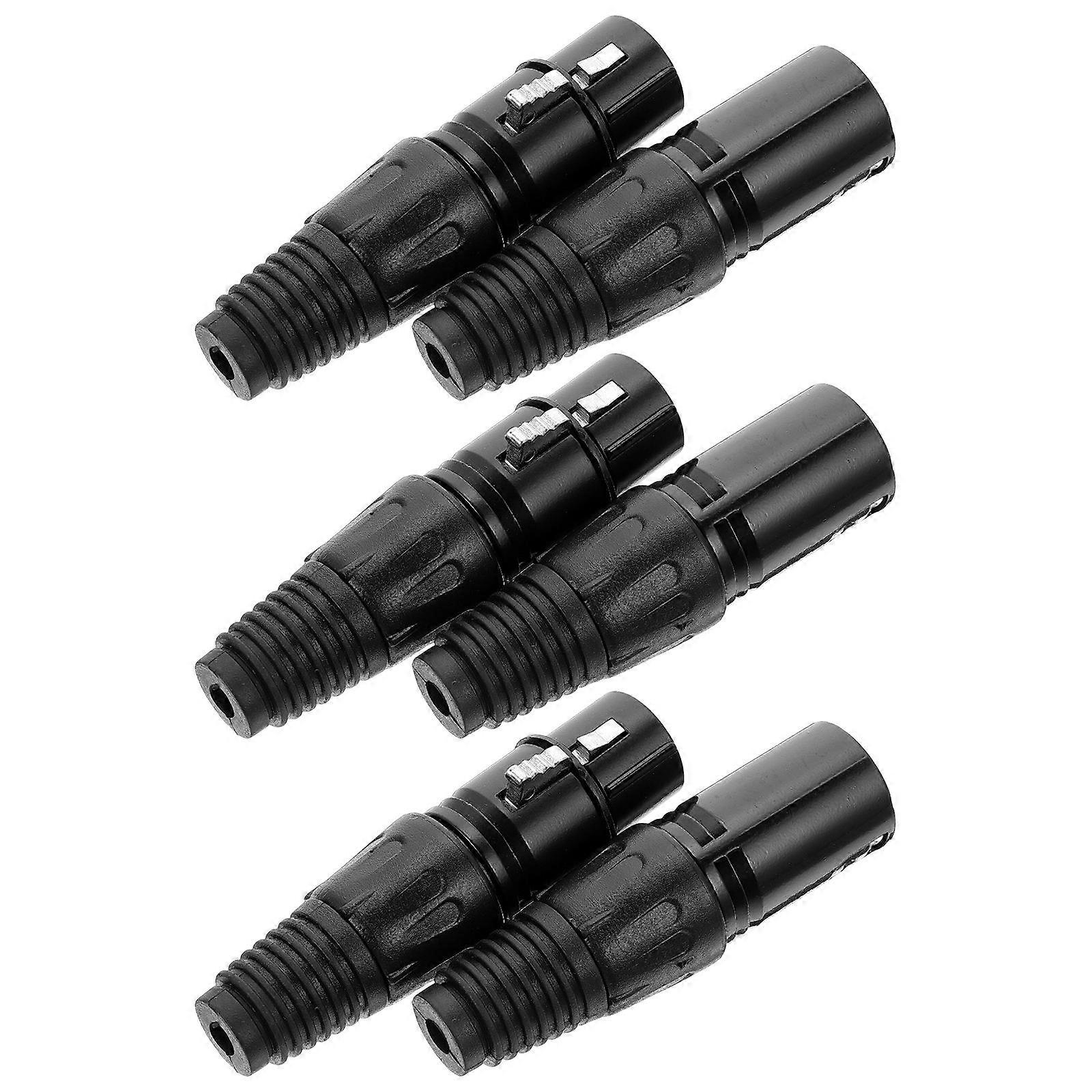Microphone Connector Xlr Plug Replacement Black 6 5x2cm Cylindrical Design For Live Performance 6Pcs