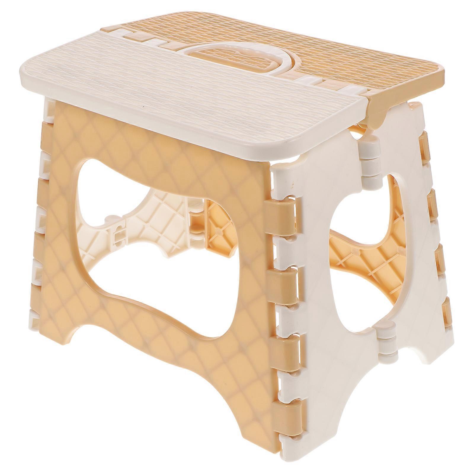 Portable Foldable Step Stool for Travel Use with Textured Discs for Traction Khaki Large Size