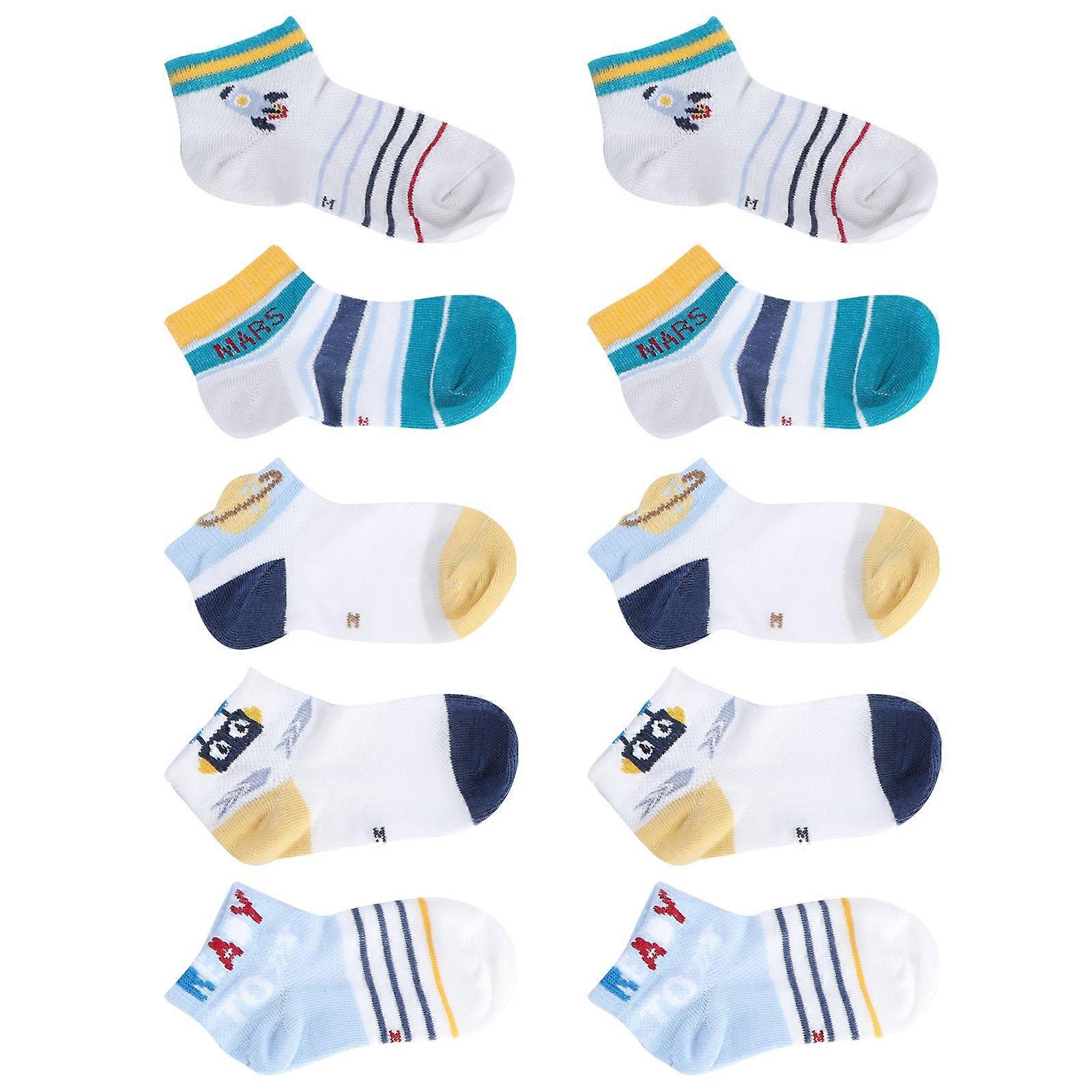 Kids Socks 5Pairs Breathable Cartoon Socks For Daily Wear Assorted Color Comforting Elastic Touch