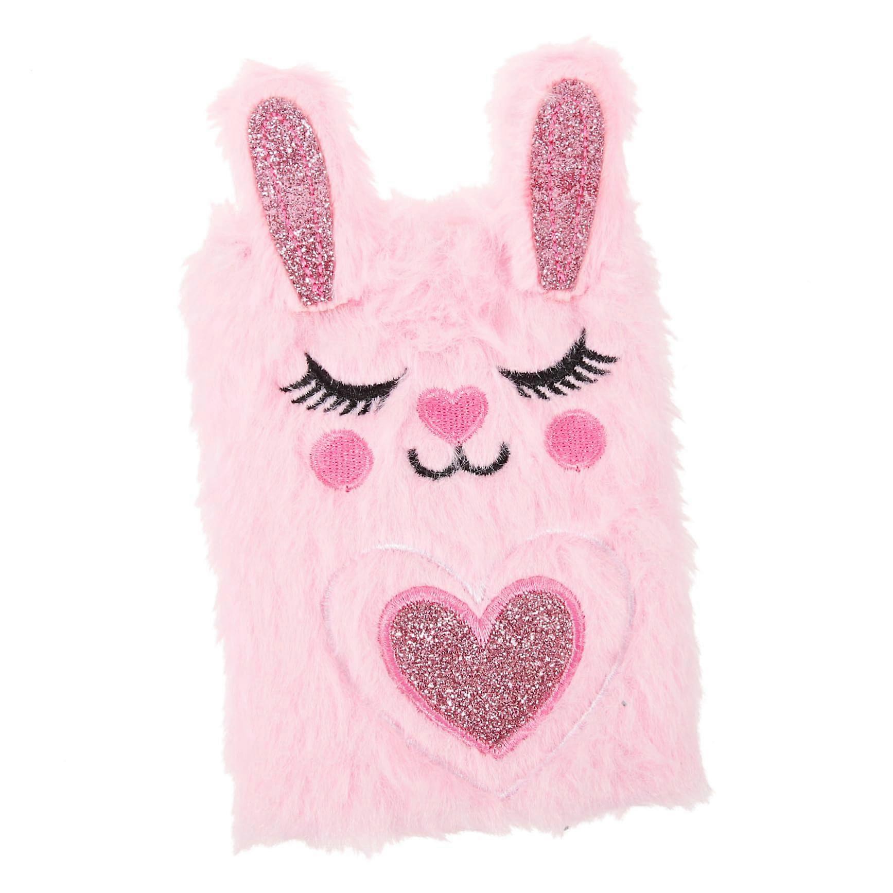 4 pieces mini notebook Easter bunny diary fluffy notepad fluffy children's diary notepad for kids notepad with plush cover accessories note paper pink