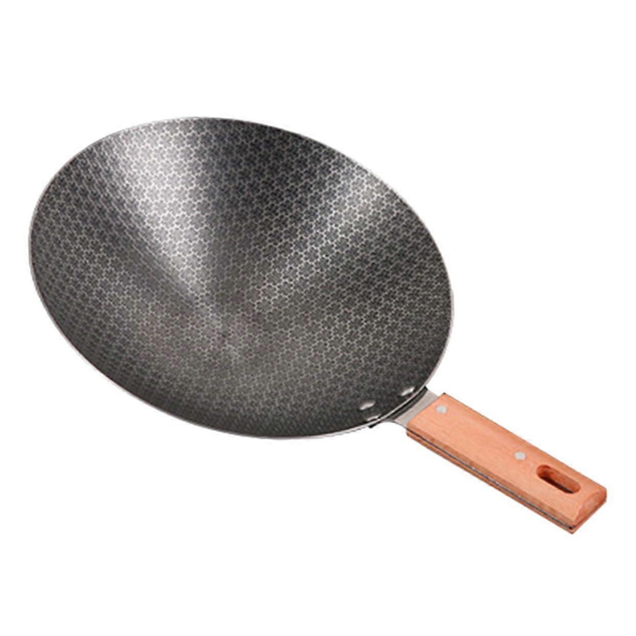 Camping Wok Iron Wok Small Chinese Round-Base Wok For Gas Stove 38x26x6 cm Gray