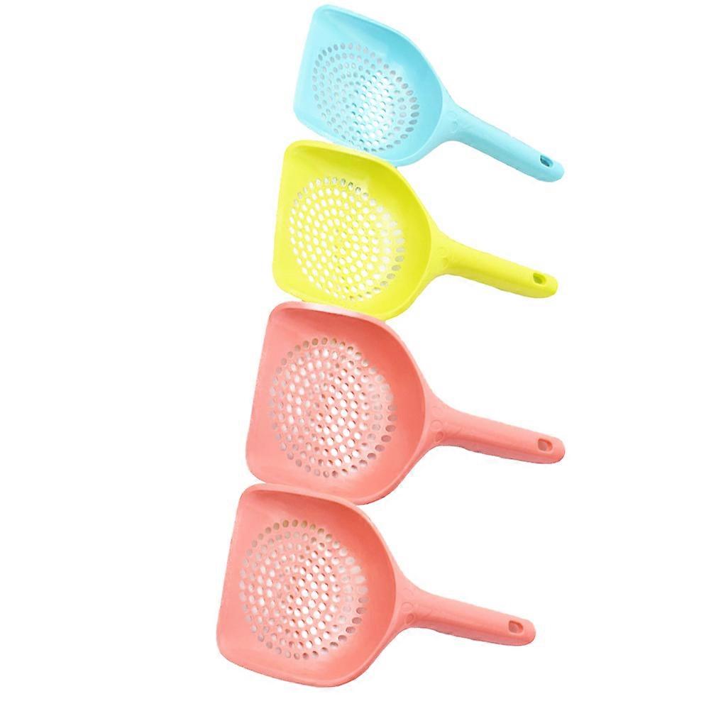 4PCS Plastic Cat Litter Long Handle Kitten Litter Scoop Sand Waste Cleaning Pick Up Tool for Pet (Random Color)