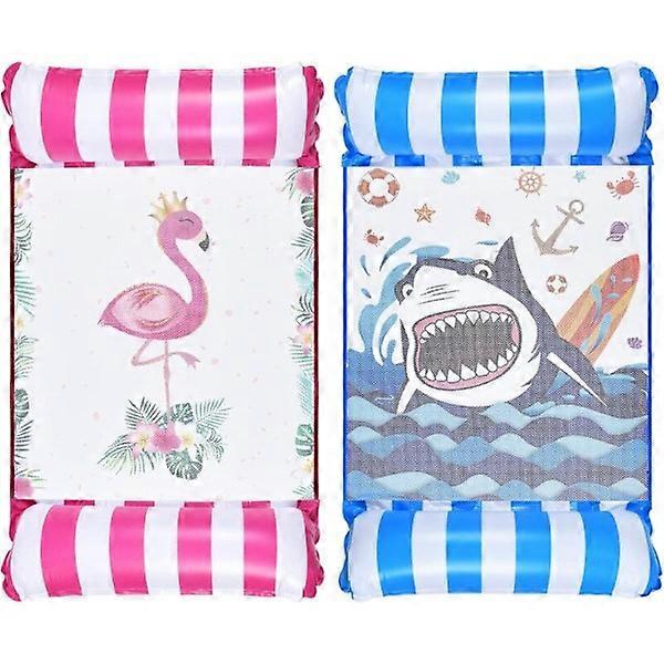 Hammock Floats for Adults - 2 pcs Inflatable Hammocks for Swimming Pools 4 in 1 Pool Loungers Saddle Drifter Portable Water Float for Travel (Flamingo