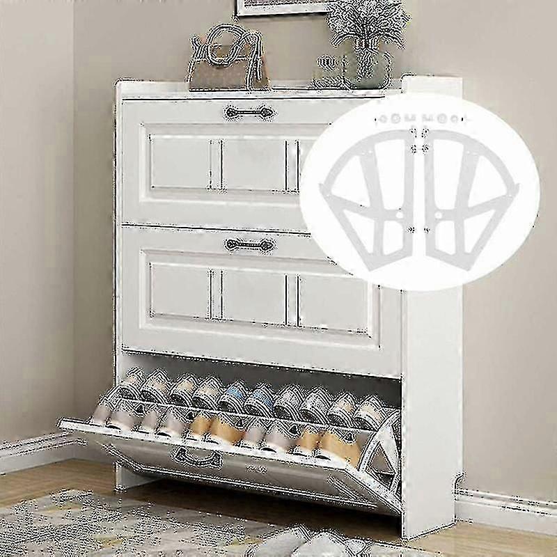 Pair Shoe Cabinet Shelves Home Hollow Double Shelf Shoe Rack Cabinet Drawer Shoe Rack, Shelf, Cabinet Hingewhite-useful-yky416