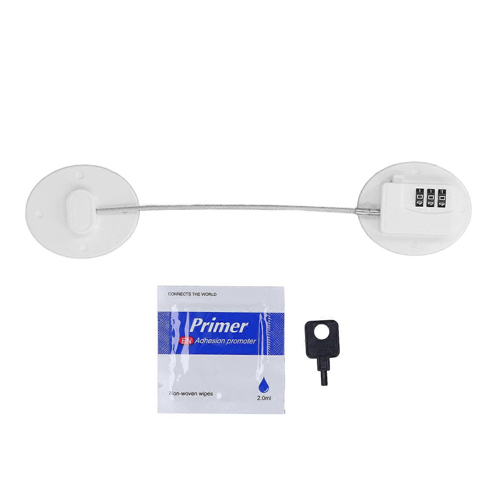 Combination Fridge Lock 360 Degree Rotatable Punch Free Child Safety Lock with Key for Cabinet Drawer Freezer White