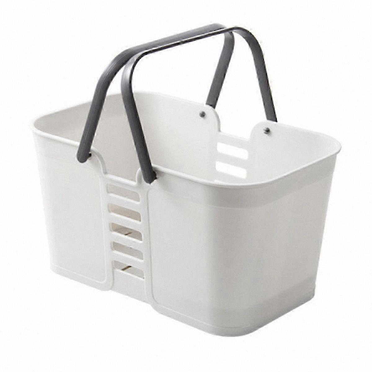 White Storage Basket with Handles for Shower Pool and Beach Use