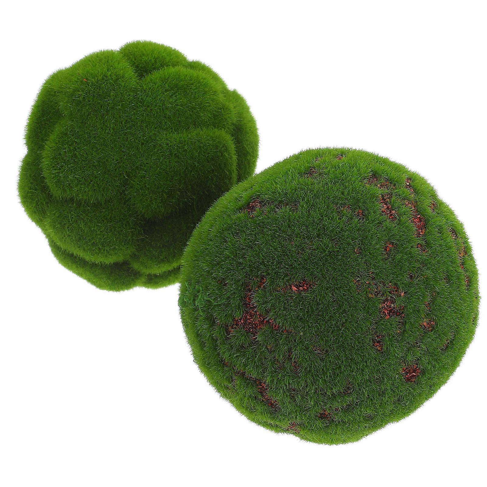 2pcs Green Decorative Balls Faux Moss Grass Artificial Rocks for Hotel Ceiling Window Display Indoor Decoration