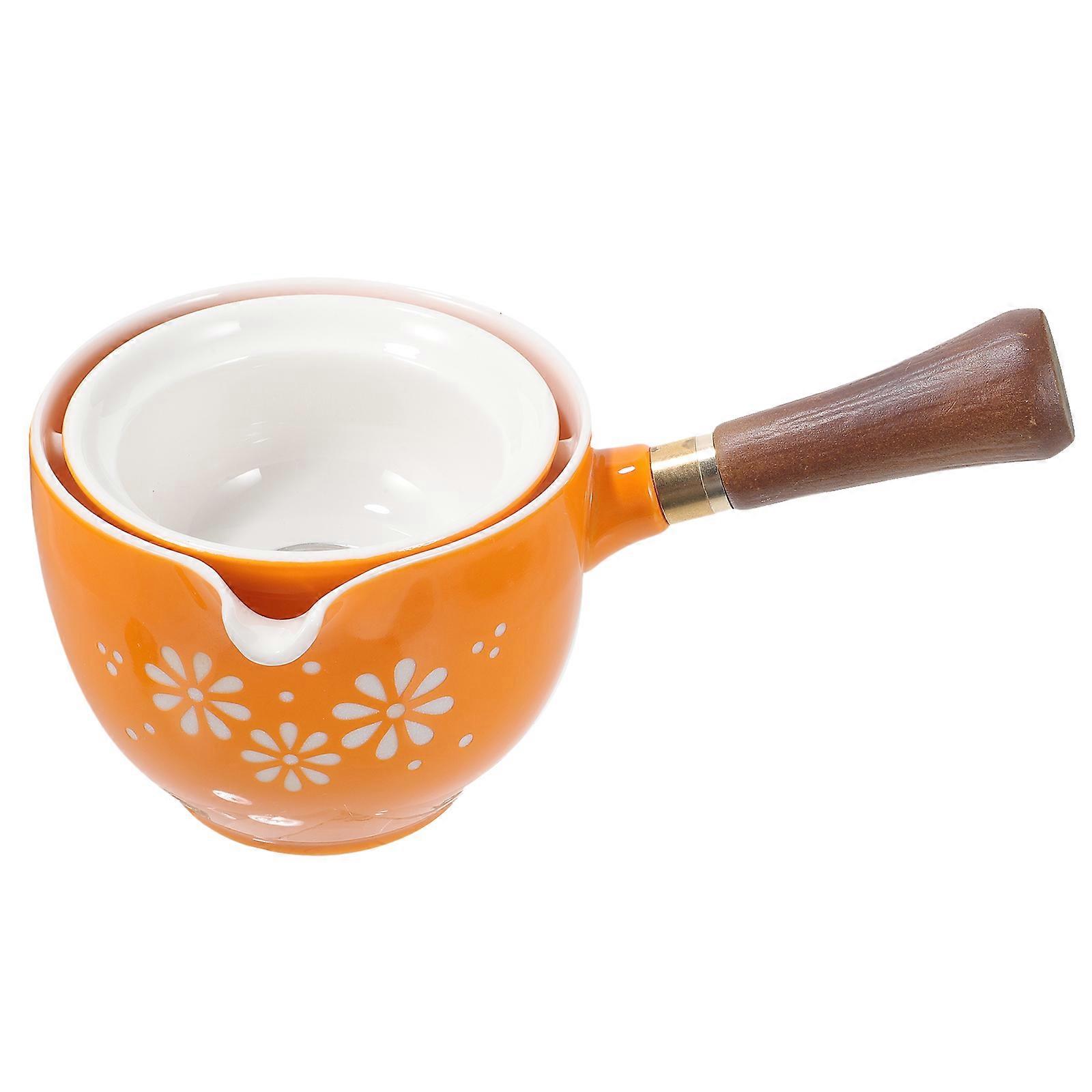 Ceramic Teapot with  Side Handle Porcelain Tea Maker 360 Degree Rotation Teapot Loose Tea Pot