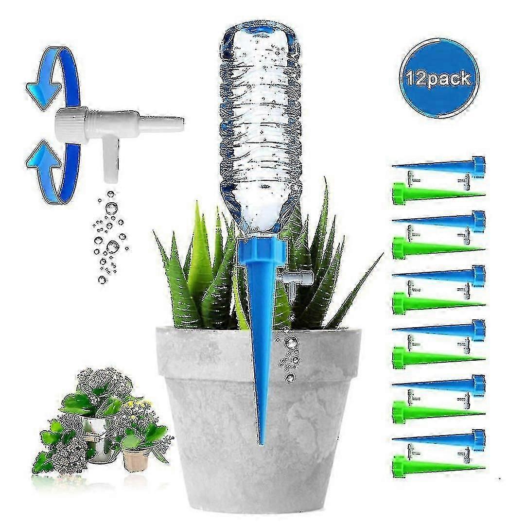 12 Pack Plant Automatic Watering Device,self Spikes System With Slow Release Control Valve,dripper