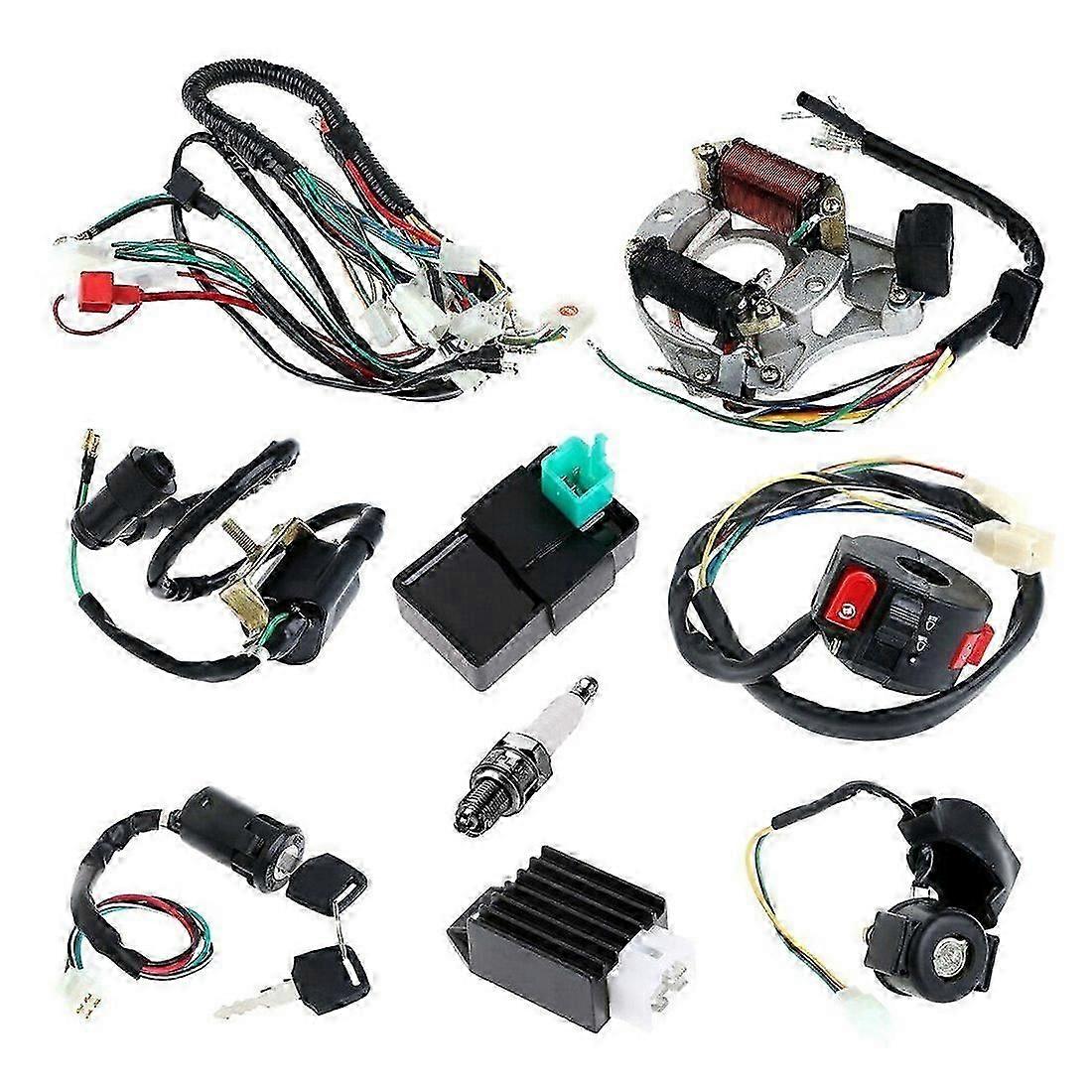 Complete Stator Wiring Harness CDI Ignition Coil Solenoid Set for ATV Electric Quad Bike 50Cc - 125C