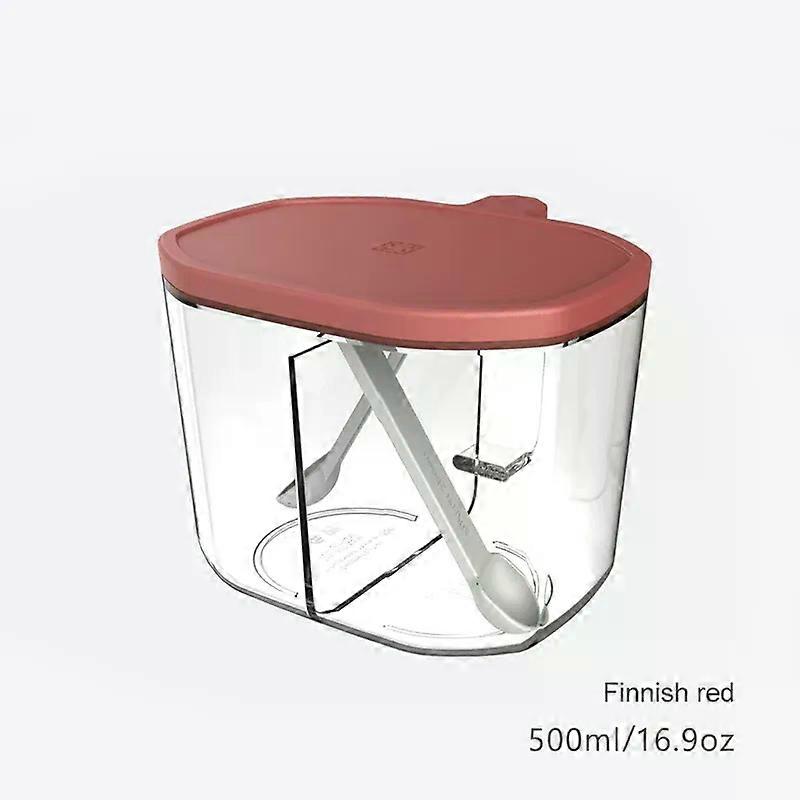 Fashion Simple Double Grid Seasoning Box With Handle Transparent PET Anti Falling Seasoning Box With Spoon Seasoning Box
