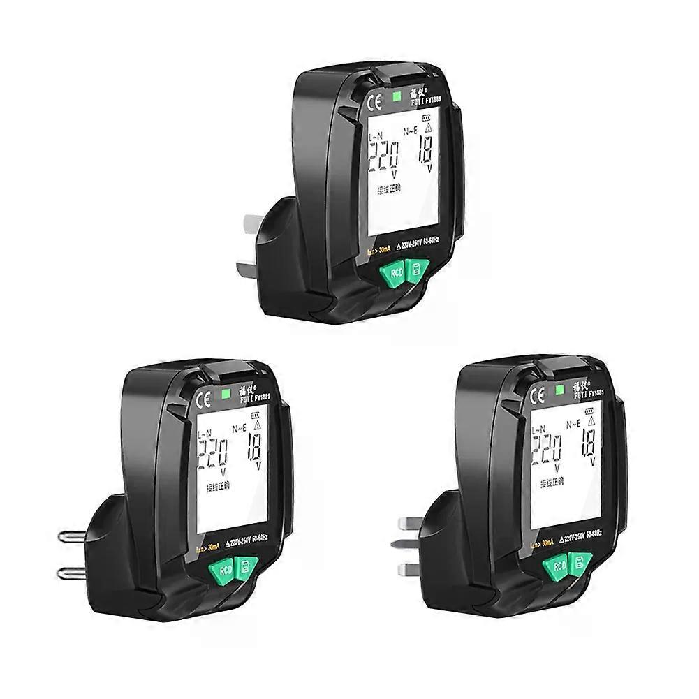 LCD Display Full Screen Digital Meter For Outlet 30V-250V RCD Test Plug Automatic Electrical Voltage Sensor Polarity Circuit