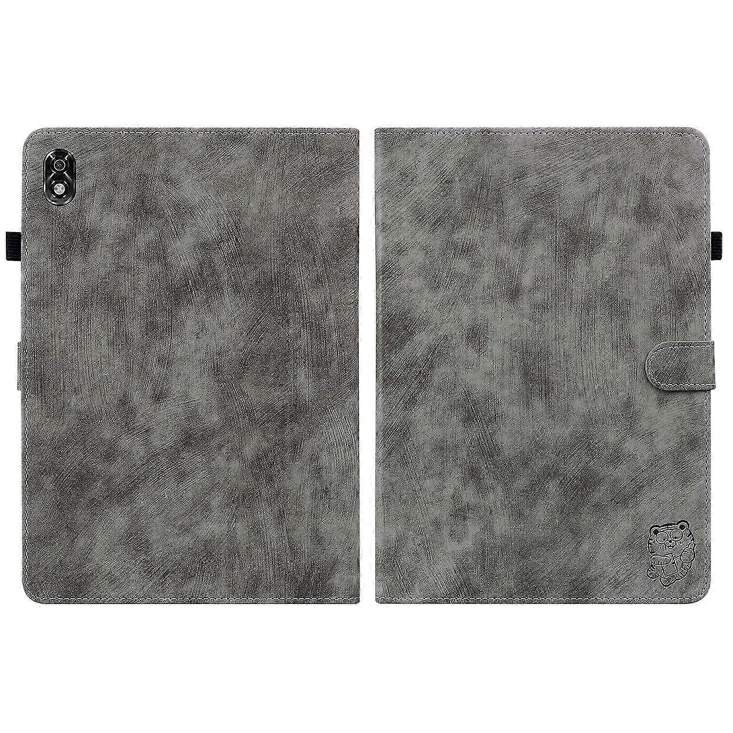 Tablet Case For Lenovo Legion Y700 Tiger Pattern PU Tablet Case(Grey)