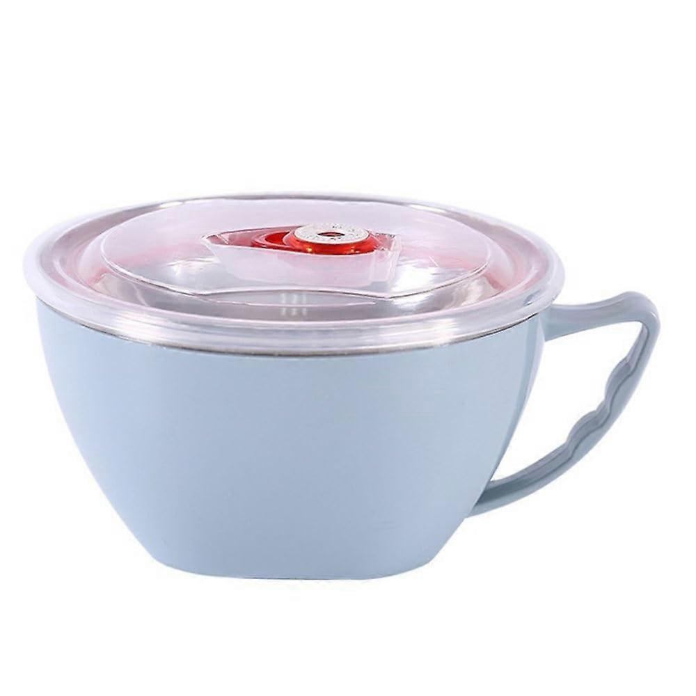 Koreanstyle Stainless Steel Noodle Bowl, DoubleLayer Thermal Insulation and AntiScalding, Keeps Freshness, Blue