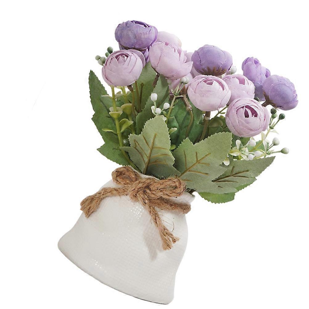 Potted Flower 1Pack Simulated Flower Bonsai Desktop Adornment for Workplace and Home Decor in 20x10cm Size