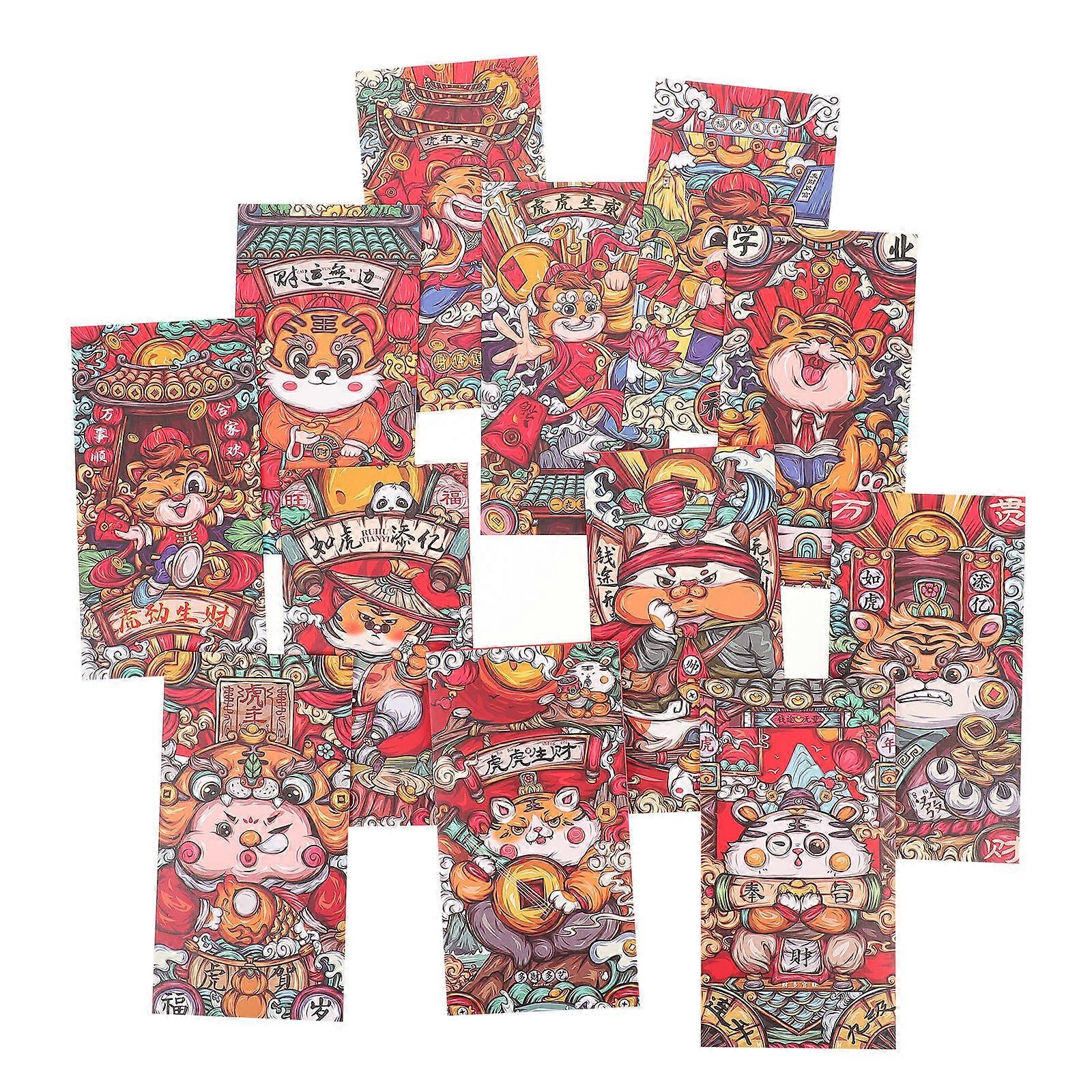 Red Envelopes 18Pcs Cartoon Style For Chinese New Year Festivals Red 17X9X0.4CM Essential Money Holders