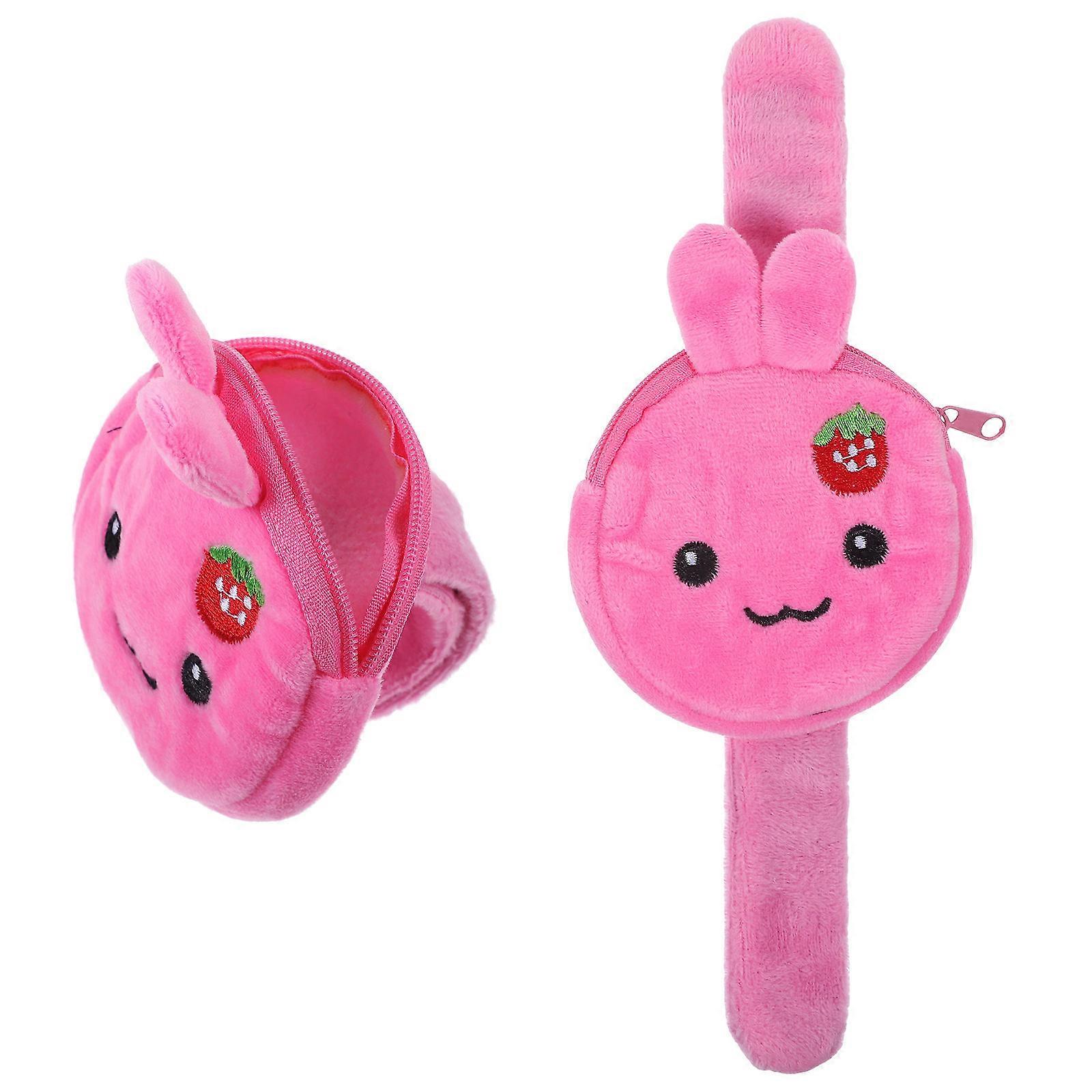 2pcs Slap Bracelet with Zipper Coin Bag, Cartoon Rabbit Wristband, Fun Party Favor, Soft & Skin Friendly Adorable Accessory for Boys