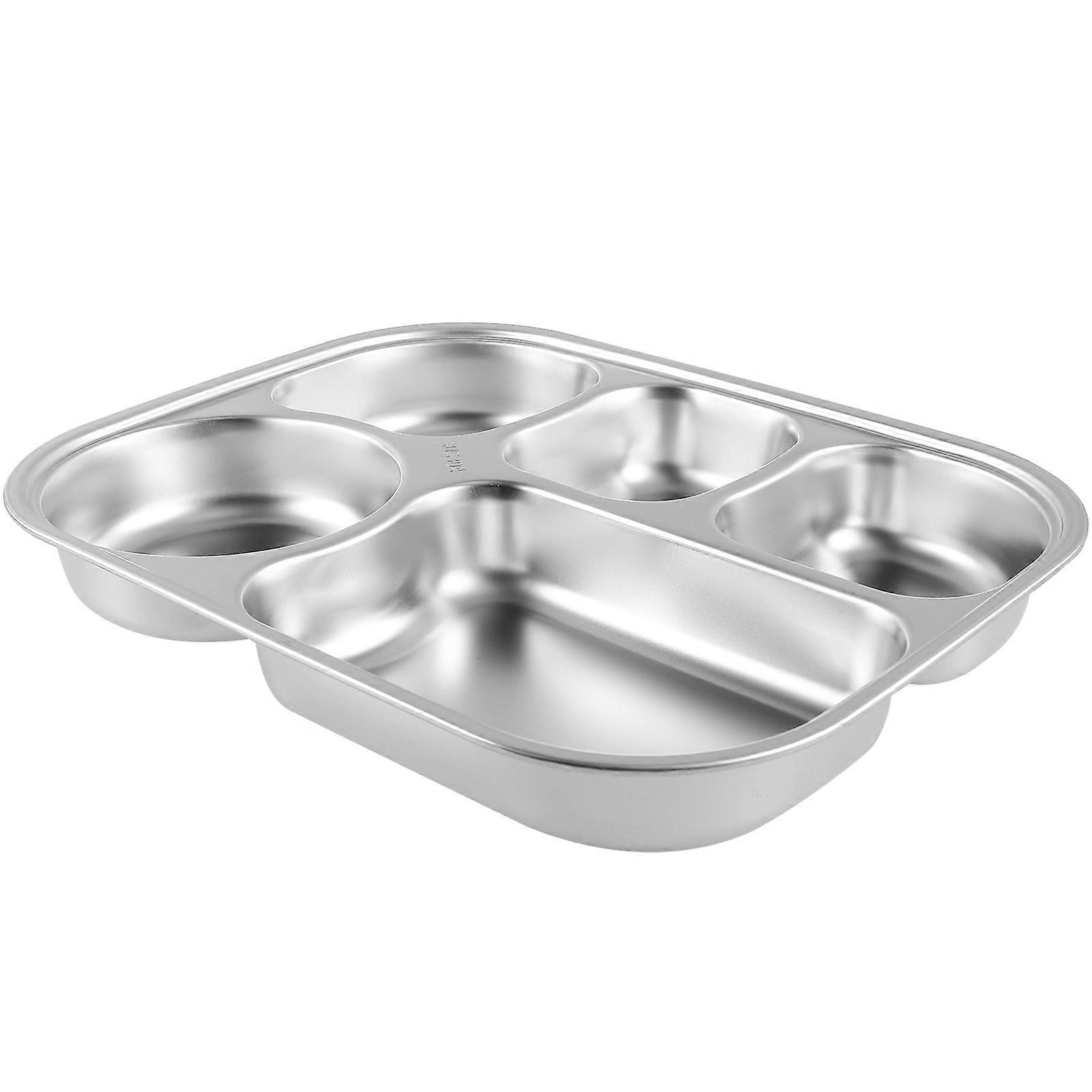 صينية تقديم الطعام المقسمة حاوية غداء من الفولاذ المقاوم للصدأ مثالية للتخييم 29.00X23.00X3.50 سم سهلة التنظيف 1Pack