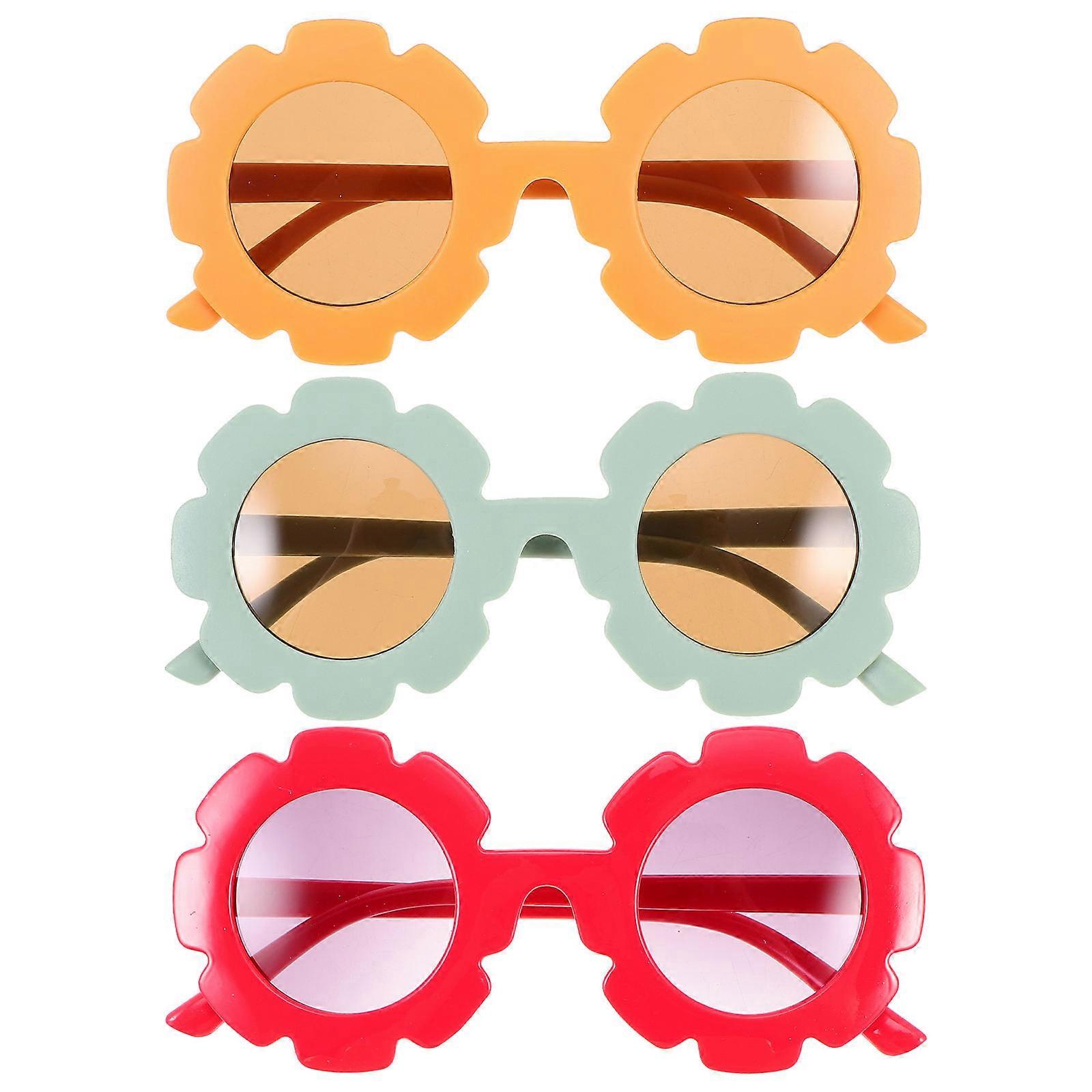 Children's Sunglasses Sunflower Design Party Wear For Festivals 3 Pairs
