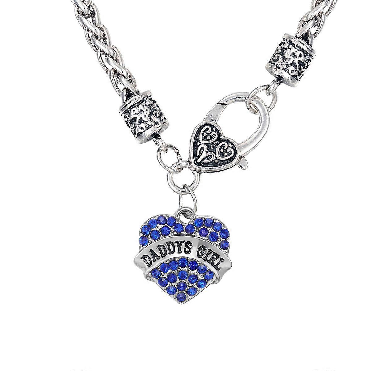 Daughter's Heart Pendant Jewelry 1Pcs Father's Day With Shiny Blue Design