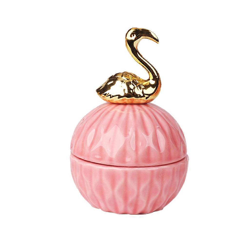 جرة مجوهرات السيراميك حاوية تخزين الحلوى الوردية لتخزين المجوهرات على شكل فاخر 8 * 11.5 سم 1 قطعة