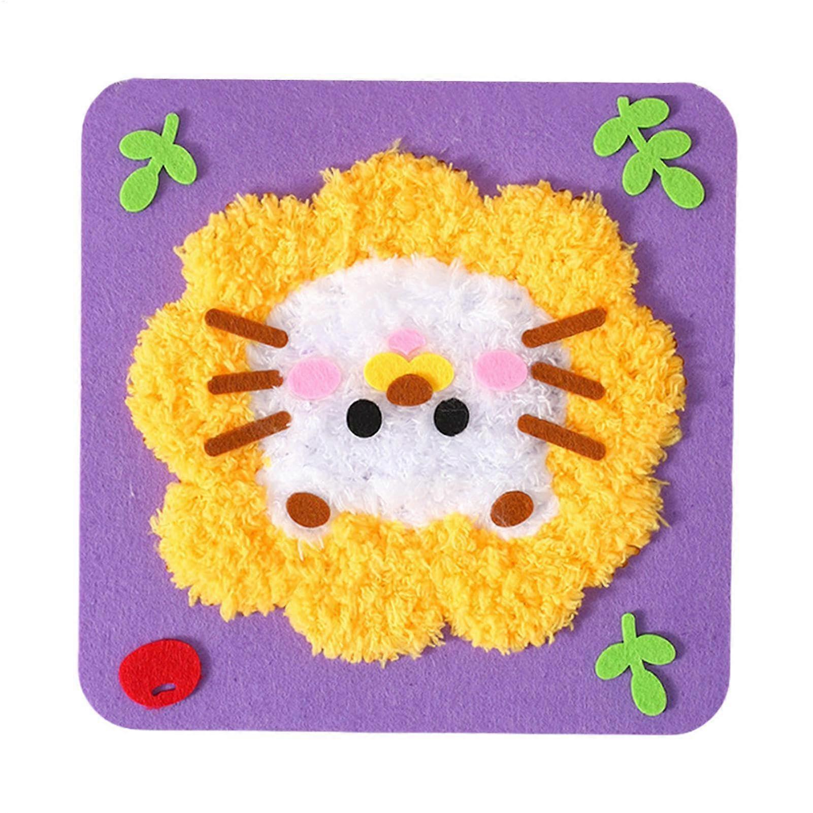 Cartoon Plush Animal Sewing Kit Learn to Sew Toys Craft Set for Children (Lion)