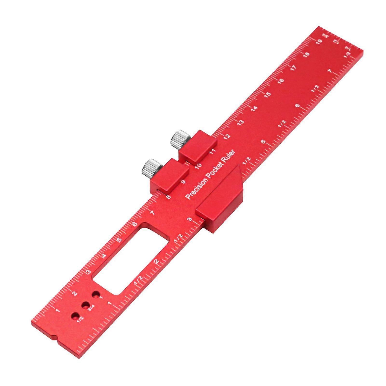 Woodworking Ruler 200mm Metal Slide Stop Compact Pocket Measuring Tool Scribing Square Ruler for Accurate Marking