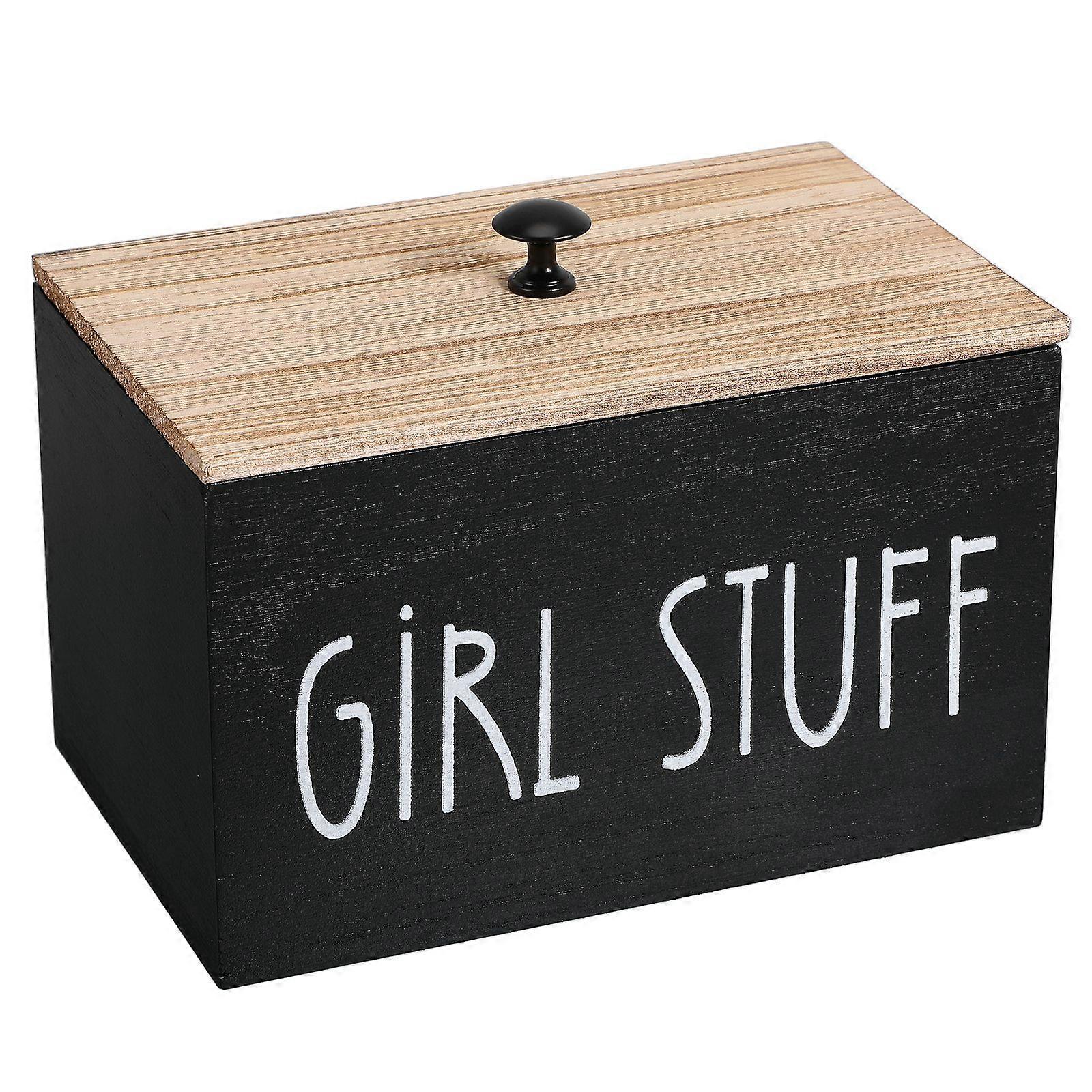 Tampon Organizer Wood Storage Box Cotton Pads Holder Feminine Product Organizer Laundry Pod Box Cotton Swab Container Box