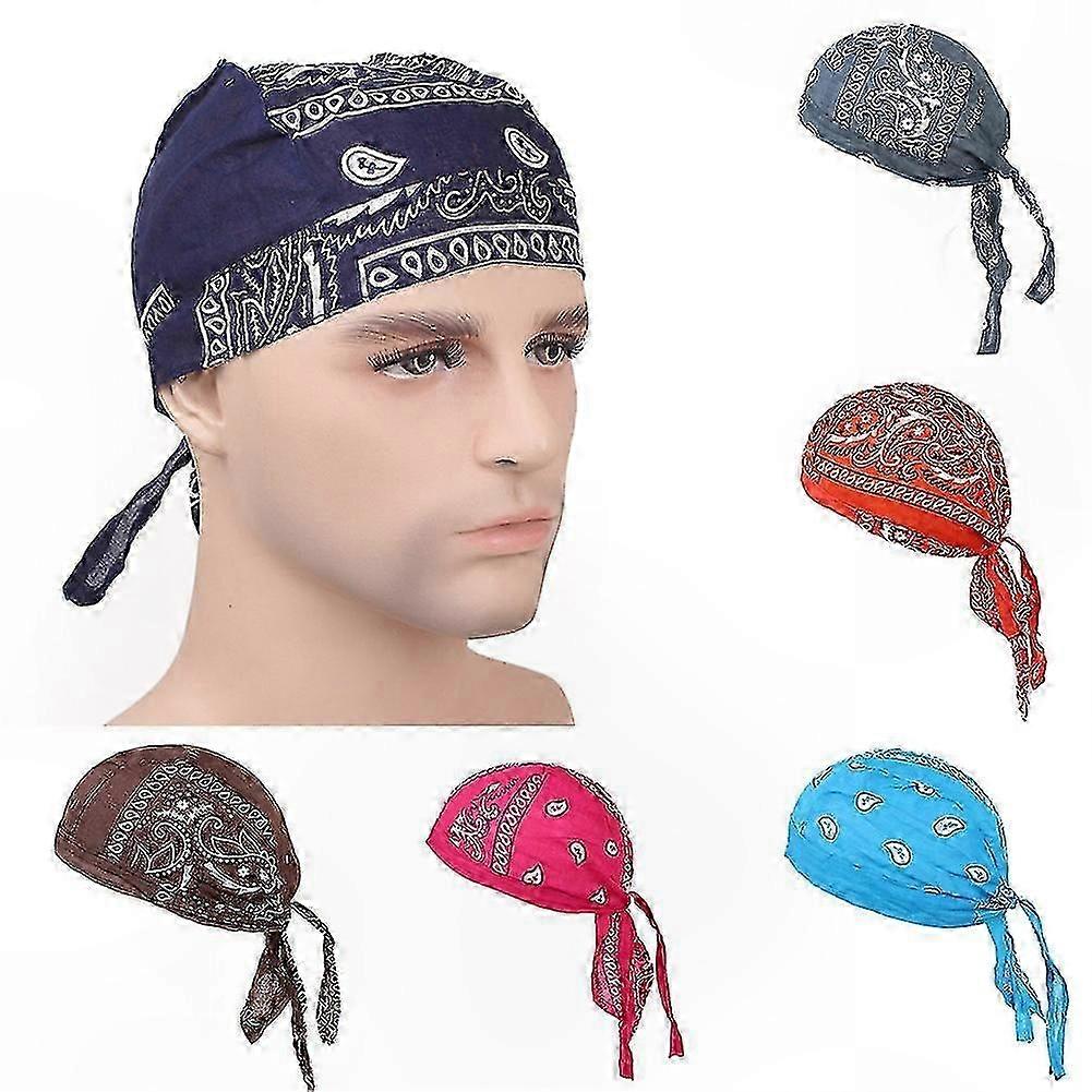 Cotton Unisex Pirate Cycling Cap with Headband and Bandana Features