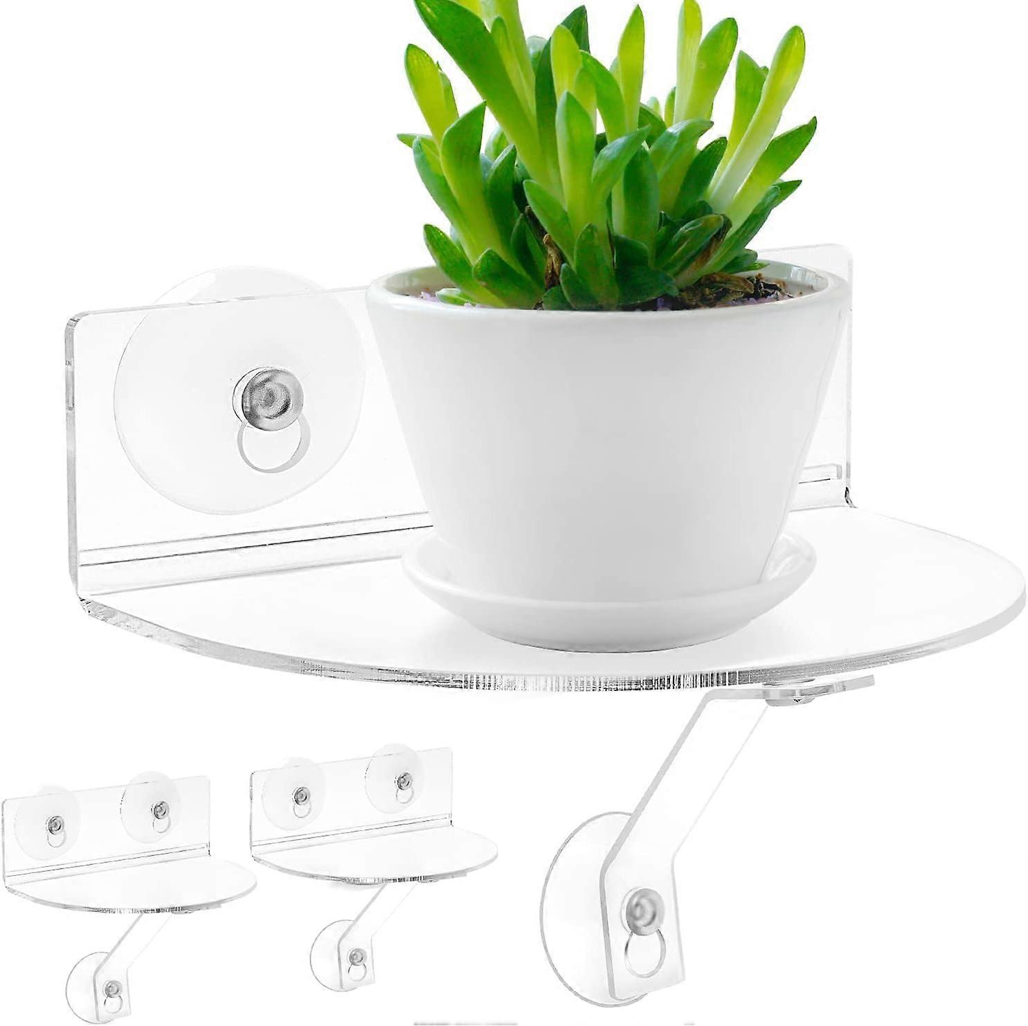 2Pack Acrylic Window Shelves with Suction Cups  Semicircular for Herb Pots, Succulents