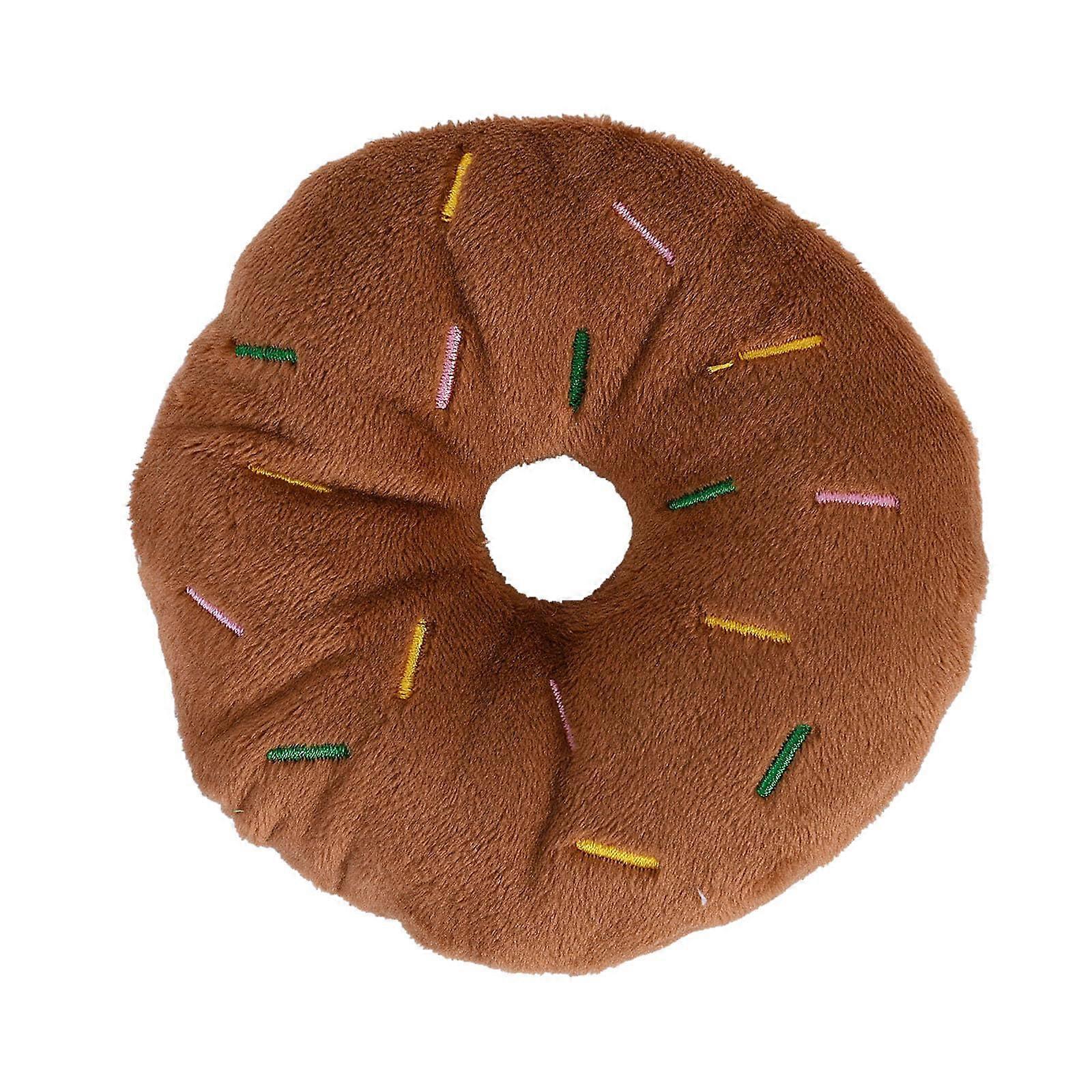 Colorful Pet Toy Donut Squeaky Chew Toy for Puppies and Cats, 11cm Brown Durable Rope Teething Toy