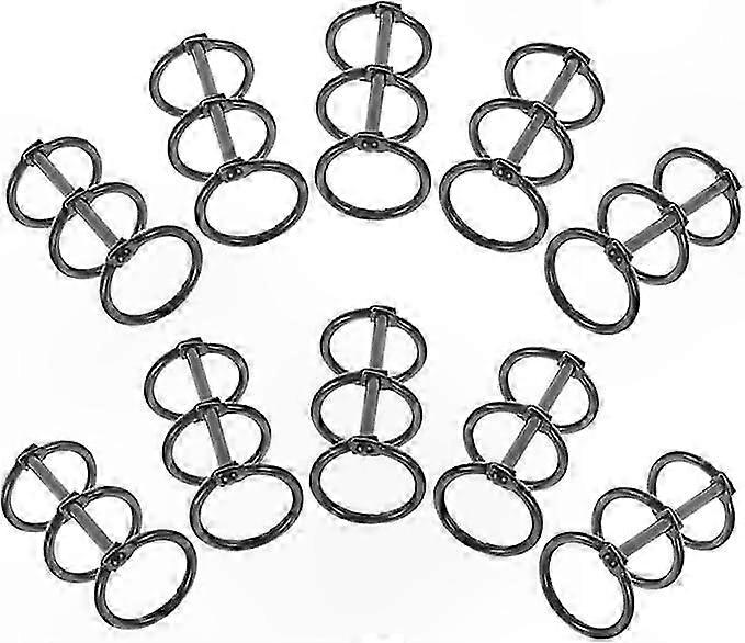 Black Alloy 3-Hole Book Rings for Loose Leaf Notebooks, 10-Pack Binder Clips for Organizing Papers and Documents