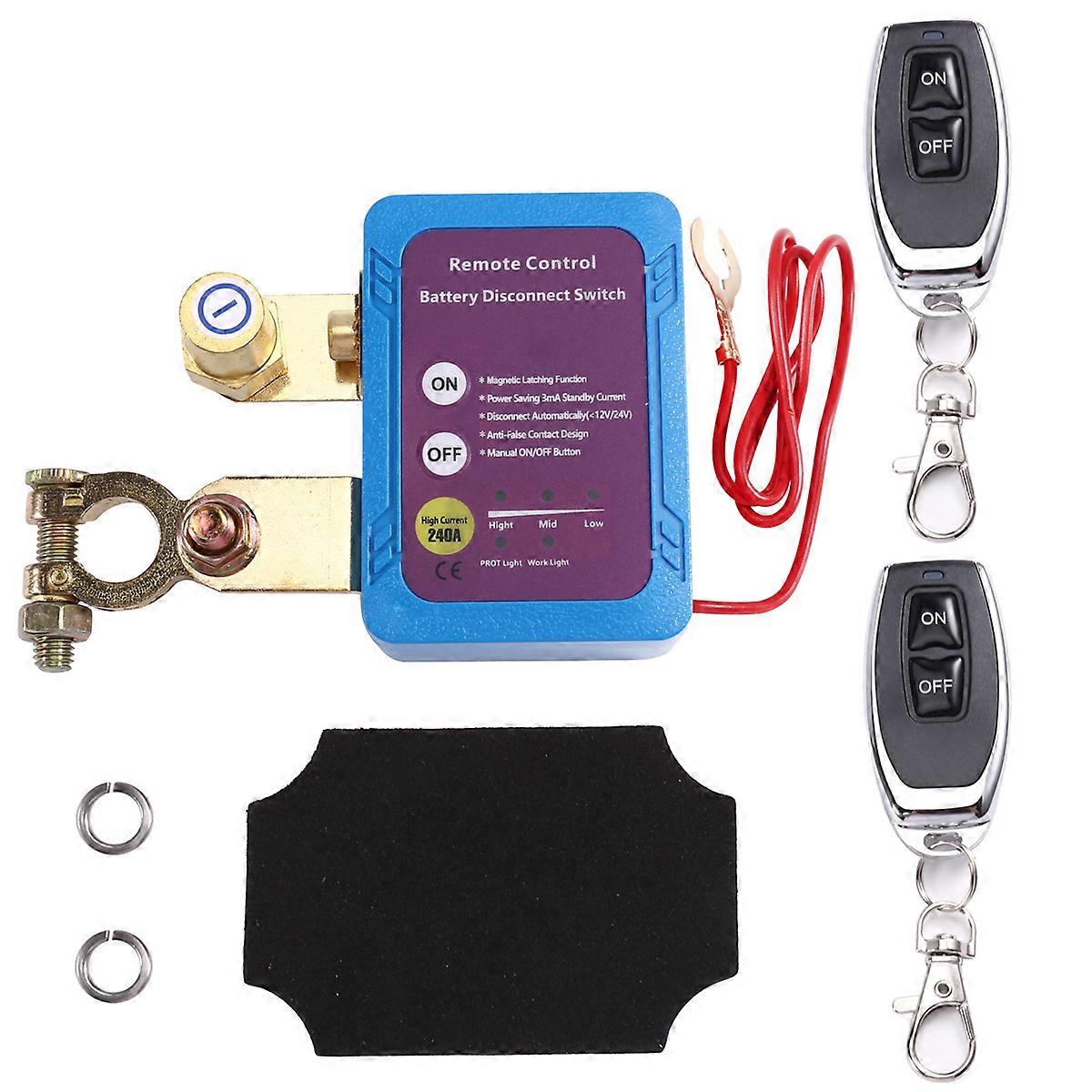 12V/24V 240A Remote Control Battery Disconnect Switch, Automatic Power Off Switch for Car Boat Batte