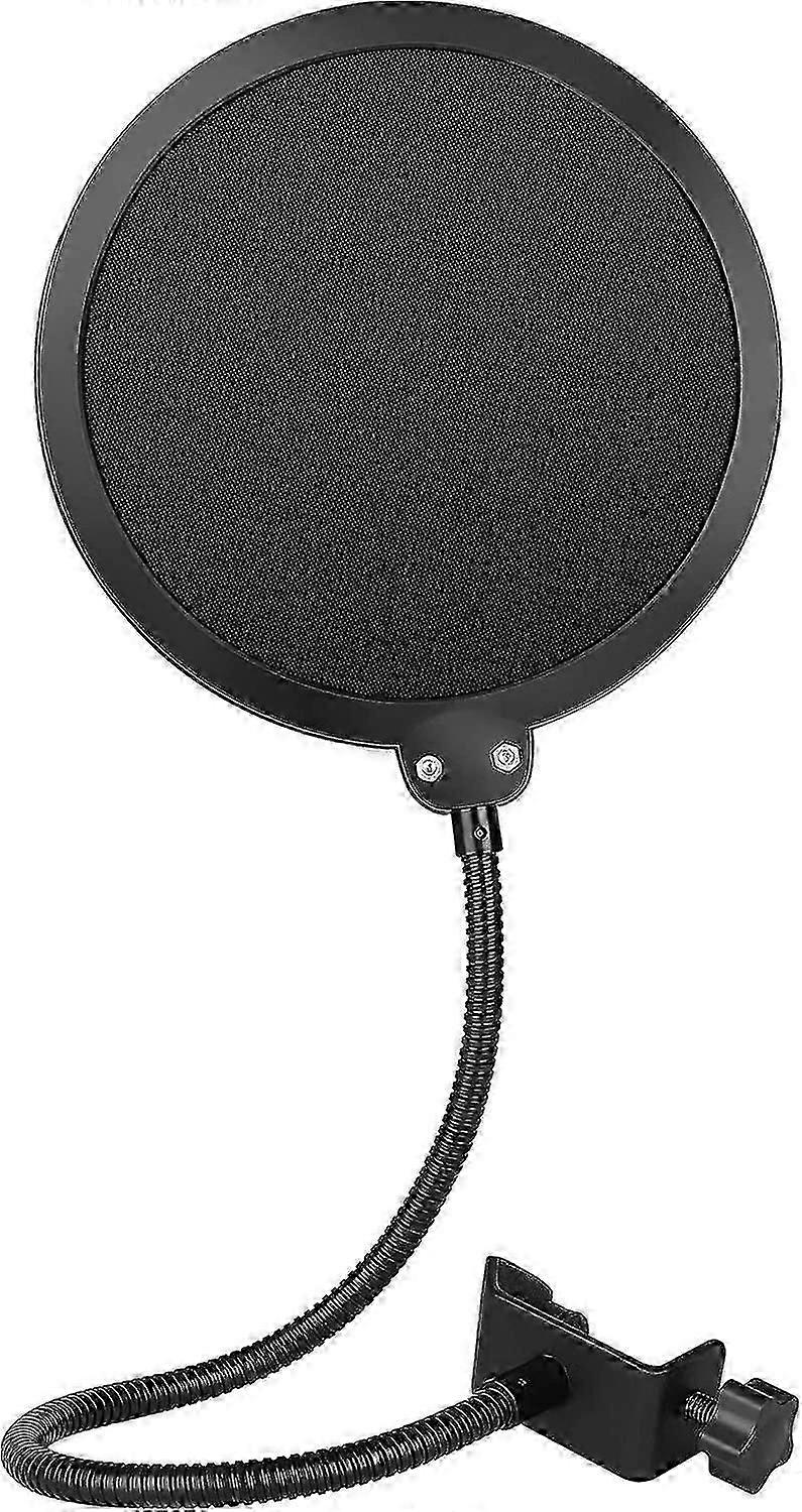 Microphone Pop Filter, Enhanced Layers Shield With Flexible Gooseneck Clip Stabilizing Arm