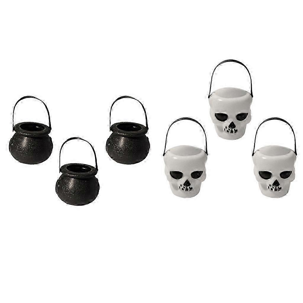 6pcsミニハロウィンキャンディーホルダーノベルティウィッチ大釜バケトルスカルポット