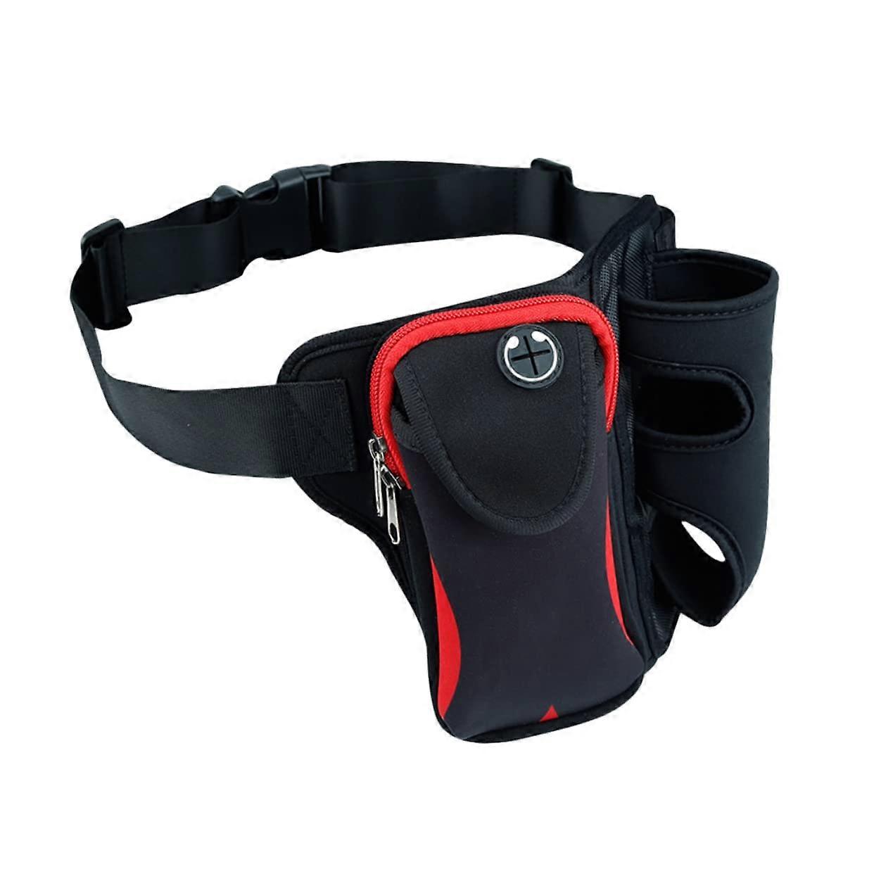 Sports Waist Pouch with Large Capacity for Water Bottle and Essentials Lightweight Running Belt Bag Red