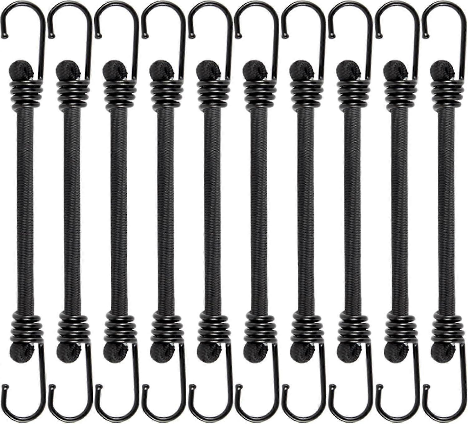 Small Bungee Cord with Hooks 6 Inch-10 PackBlack Bungee Cords Hooks Heavy Duty